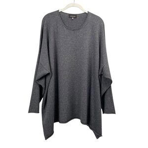 Eskandar boxy metallic cashmere silk sweater One Size boho lagenlook silver gray